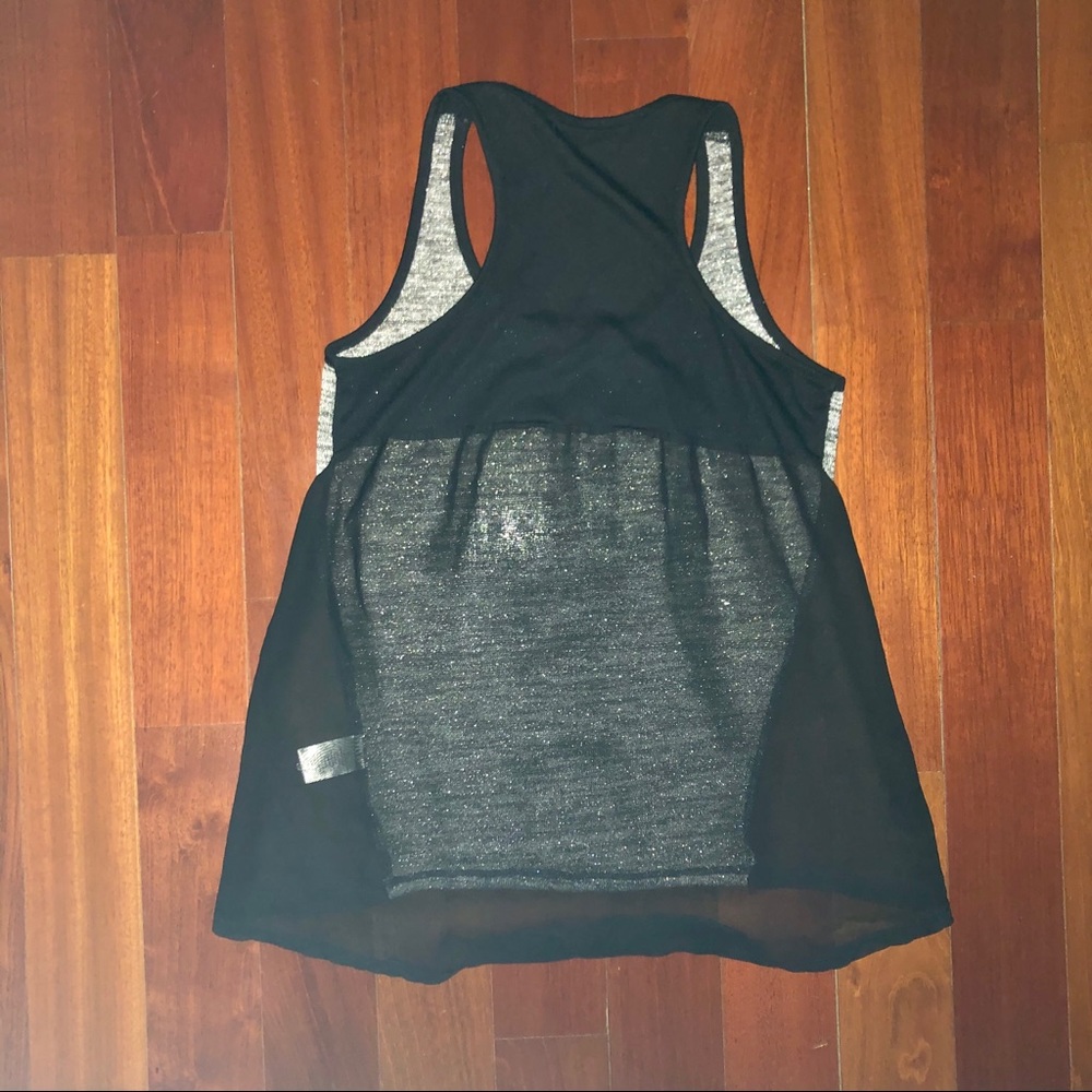 Silver studded cross black, gray, sheer back tank - Picture 2 of 3